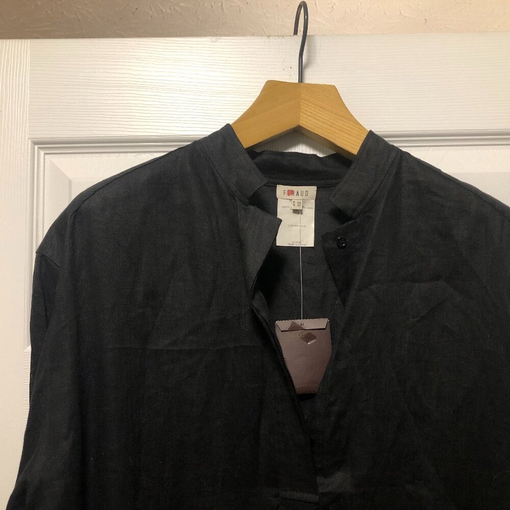 Louis feraud women's new black 100%linen dress  size: 12